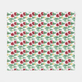 木と赤いポインセチアを持つクリスマスブランケット フリースブランケット (正面(横))