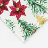 木と赤いポインセチアを持つクリスマスブランケット フリースブランケット (角)