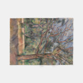 木と道、ポスト印象派の風景 フリースブランケット (正面(横))