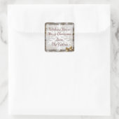 木と金ゴールドバウ雪片クリスマス スクエアシール (バッグ)