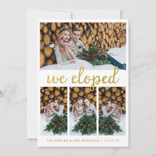 木と金ゴールド素朴の写真展開の発表 案内状 (正面)