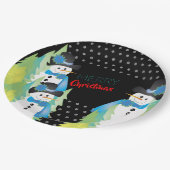 木と雪だるまの装飾 ペーパープレート (アングル)