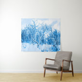 木と雪の冬のシーンCobalt Blue タペストリー (インサイチュ(横))