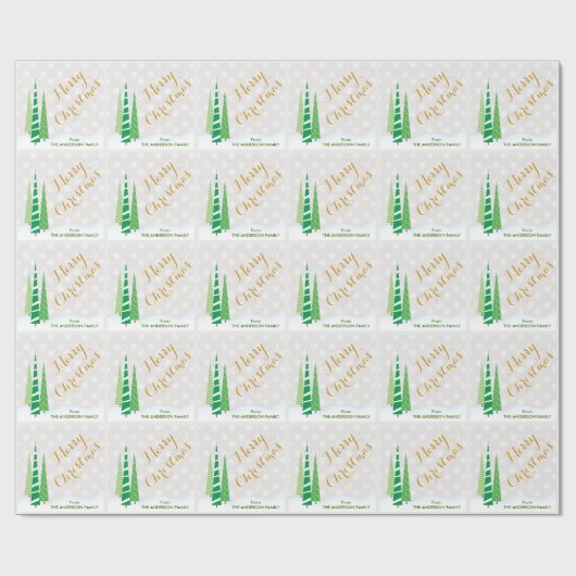 木と雪の結晶の冬のクリスマス ラッピングペーパー (フラット)