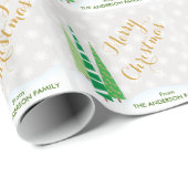 木と雪の結晶の冬のクリスマス ラッピングペーパー (ロールコーナー)