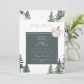 木と雪の青いベイビーシャワー　外は寒いよ 招待状 (スタンド正面)