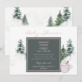 木と雪ピンクベビー外は寒いI 招待状 (正面/裏面)