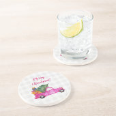 木と願いを持つキュートなクリスマスピンクのトラック コースター (側面)