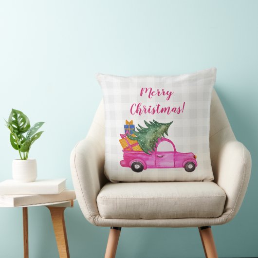 木と願いを持つクリスマスピンクのトラック クッション (椅子)