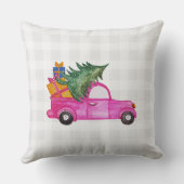 木と願いを持つクリスマスピンクのトラック クッション (裏面)