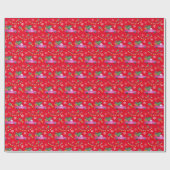 木と願いを持つクリスマスレッドピンクのトラック ラッピングペーパー (フラット)