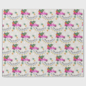 木と願いを持つクリスマスレッドピンクのトラック ラッピングペーパー (フラット)