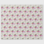 木と願いを持つクリスマスレッドピンクのトラック ラッピングペーパー (フラット)