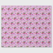 木と願いを持つクリスマスレッドピンクのトラック ラッピングペーパー (フラット)