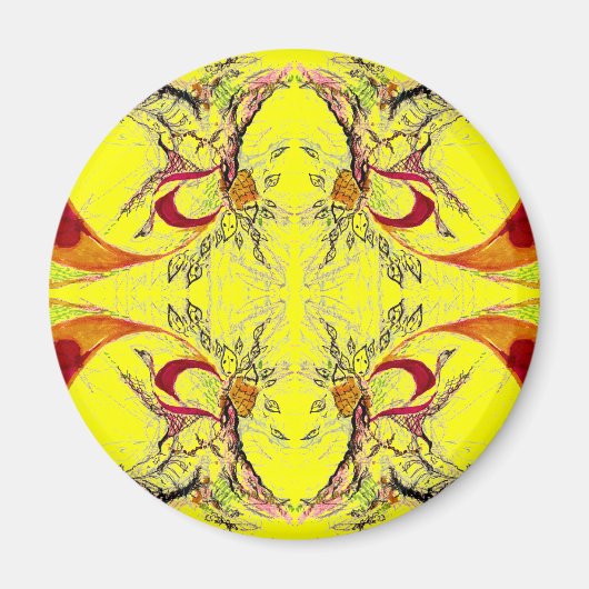 木と鳥のファンタジー マグネット (正面)