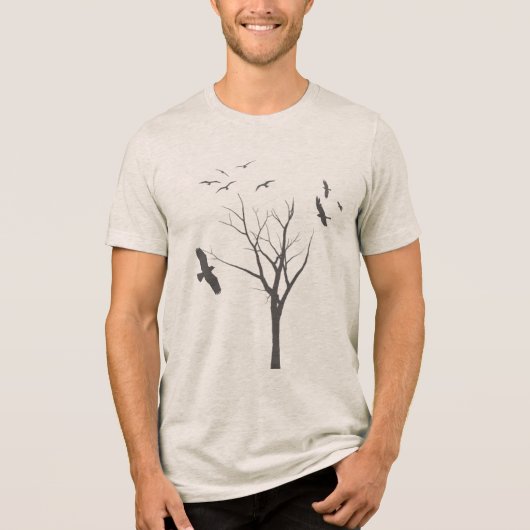 木と鳥 - メンズTシャツ トライブレンドTシャツ (正面)