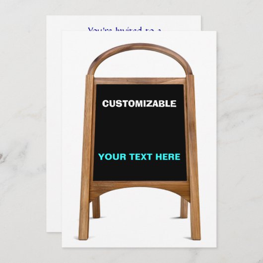 木と黒板の立ちカスタマイズ看板 招待状 (正面/裏面)