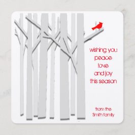 木と（鳥）ショウジョウコウカンチョウエコフラットクラフトフレンドリーカード