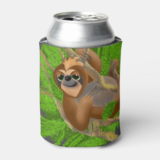 木にいるナマケモノ 缶クーラー (缶正面)
