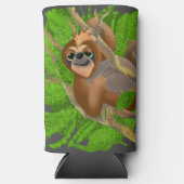 木にいるリラックスしたナマケモノ スリム缶クーラー (正面)