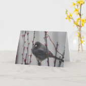 木にいる鳥のグリーティングカード カード (黄色い花)