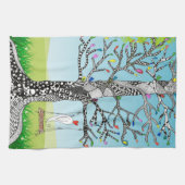 木にお洒落鳥が揺れるキッチンタオル キッチンタオル (横)