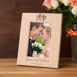 木にかわいいラブバード レーザー彫刻フレーム