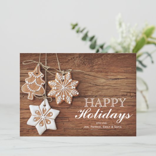 木につるすジンジャーブレッドのクッキー シーズンカード (スタンド正面)