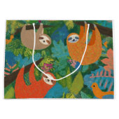 木にぶら下がったナマケモノが生える ラージペーパーバッグ (正面)