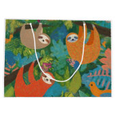 木にぶら下がったナマケモノが生える ラージペーパーバッグ (裏面)