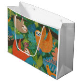 木にぶら下がったナマケモノが生える ラージペーパーバッグ (正面アングル)