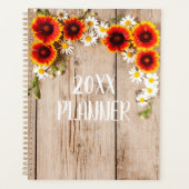 木にオレンジと黄色のカモミールの素朴花 プランナー手帳 (正面)