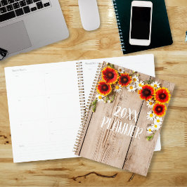 木にオレンジと黄色のカモミールの素朴花 プランナー手帳