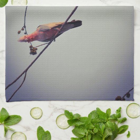 木にガラの鳥3 キッチンタオル (折り畳み)