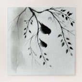 木にシンプル止まる白黒の鳥 | ジグソーパズル (横)