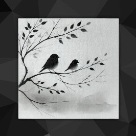 木にシンプル止まる白黒の鳥 | ジグソーパズル