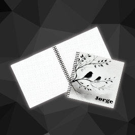 木にシンプル止まる白黒の鳥 | ノートブック