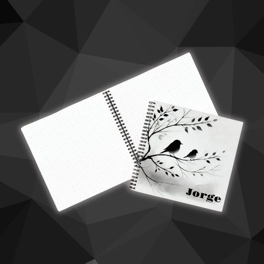 木にシンプル止まる白黒の鳥 | ノートブック