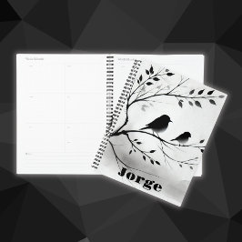 木にシンプル止まる白黒の鳥 | プランナー手帳