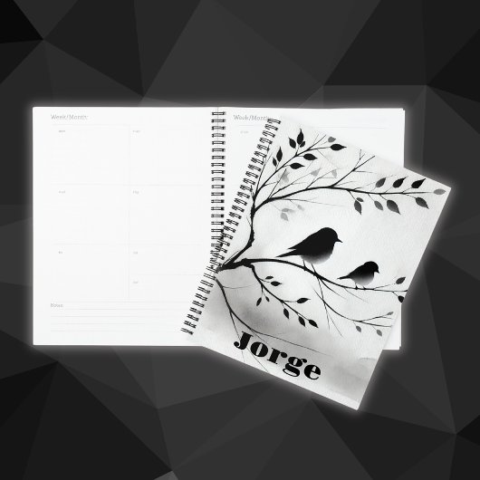木にシンプル止まる白黒の鳥 | プランナー手帳