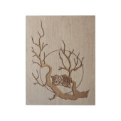 木にフクロウを刻んだデザイン ノートパッド (回転)