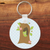 木にフクロウ キーホルダー (正面)