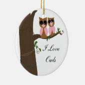 木にフクロウ セラミックオーナメント (右)