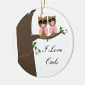 木にフクロウ セラミックオーナメント (左)