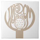 木にフクロウ タイル (正面)