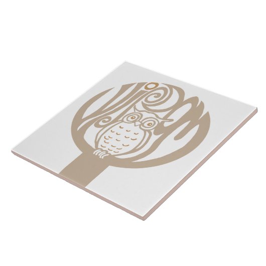 木にフクロウ タイル (側面)