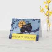木にフクロウ – Halloween Card カード (黄色い花)