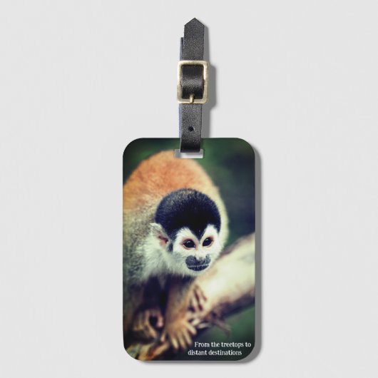 木にリスのサル ラゲッジタグ (正面縦)