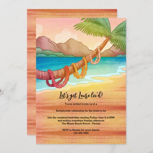 木にレイの装飾 招待状 (正面/裏面)