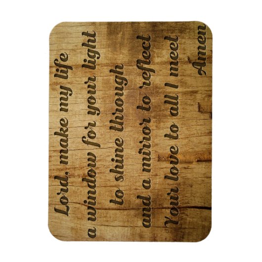 木に刻まれた美しい朝祈りの言葉 マグネット (縦)